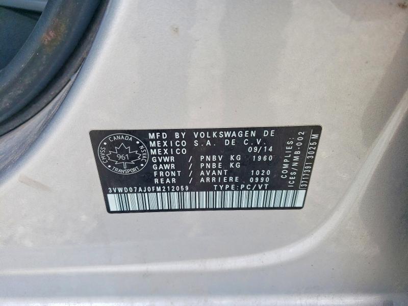 Продажа на аукционе авто 2015 Volkswagen Jetta, vin: 3VWD07AJ0FM212059, номер лота: 64984046