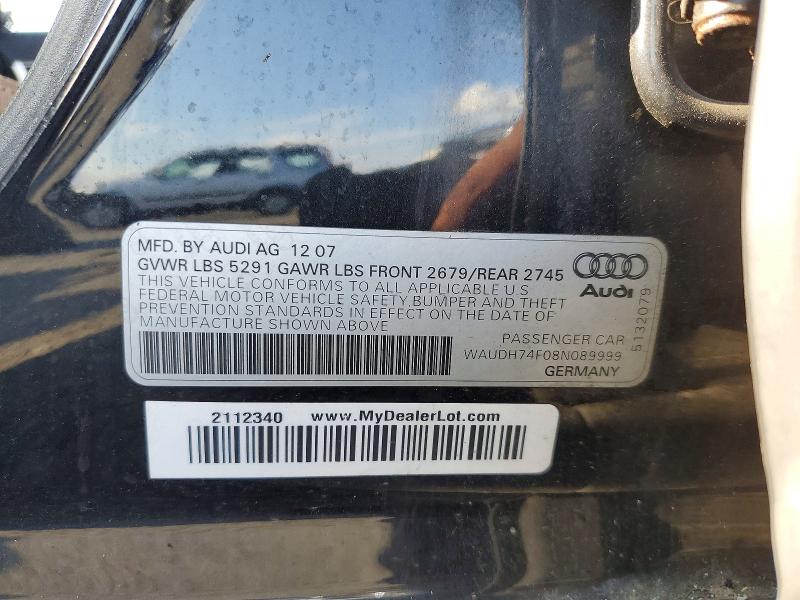 Auction sale of the 2008 Audi A6, vin: WAUDH74F08N089999, lot number: 66729706