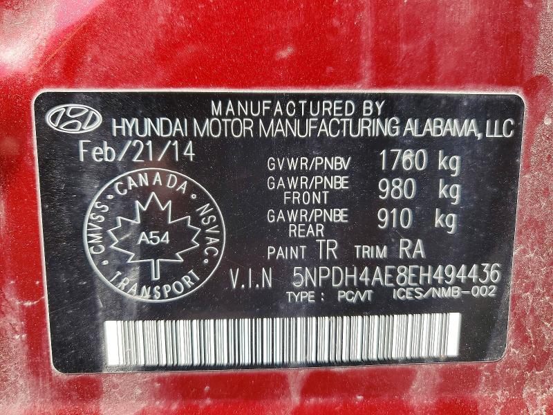 Продажа на аукционе авто 2014 Hyundai Elantra, vin: 5NPDH4AE8EH494436, номер лота: 63508556