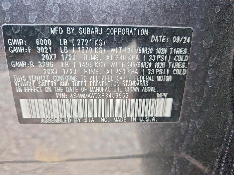 Aukcja sprzedaży 2024 Subaru Ascent, vin: 4S4WMAWDXR3459963, numer aukcji: 67158036