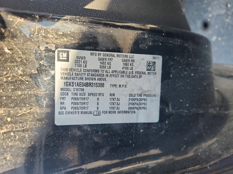 66026296 :رقم المزاد ، 1GKS1AE04BR315388 vin ، 2011 Gmc Yukon مزاد بيع