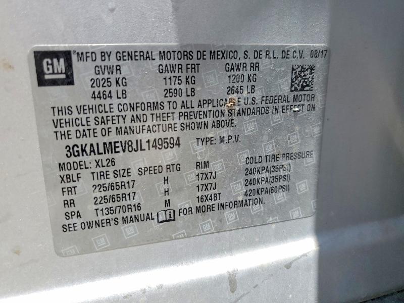 Aukcja sprzedaży 2018 Gmc Terrain, vin: 3GKALMEV8JL149594, numer aukcji: 64338956