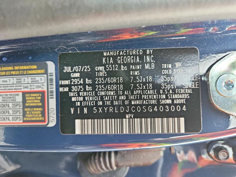 63799386 :رقم المزاد ، 5XYRLDJC0SG403004 vin ، 2025 Kia Sorento مزاد بيع