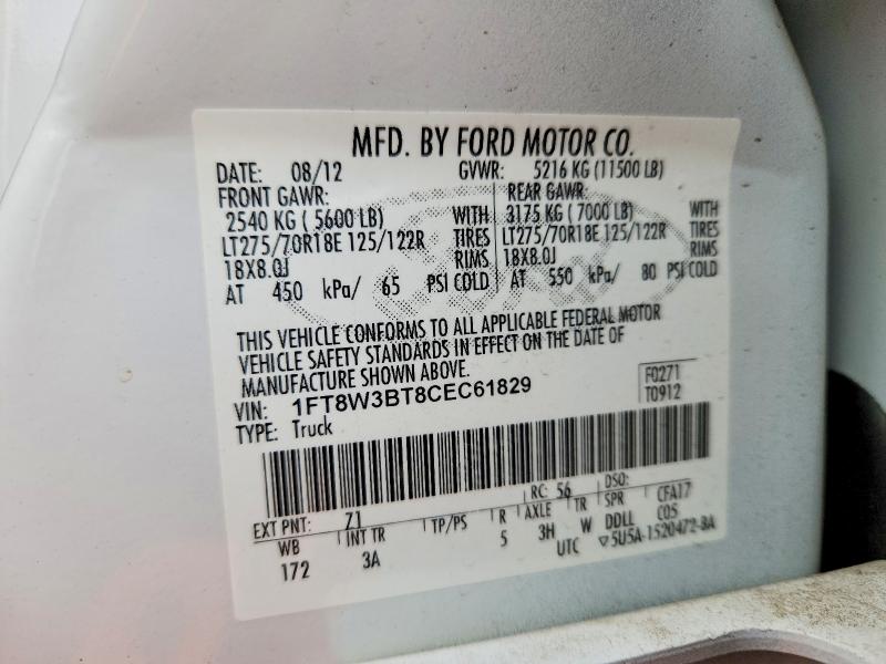 Продаж на аукціоні авто 2008 Ford F350, vin: 1FT8W3BT8CEC61829, номер лоту: 64998906