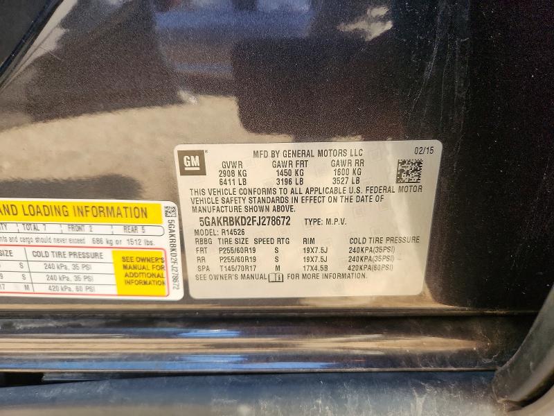 Продаж на аукціоні авто 2015 Buick Enclave, vin: 5GAKRBKD2FJ278672, номер лоту: 66085226