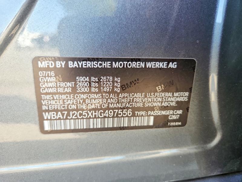 Продаж на аукціоні авто 2017 Bmw 740, vin: WBA7J2C5XHG497556, номер лоту: 64517956
