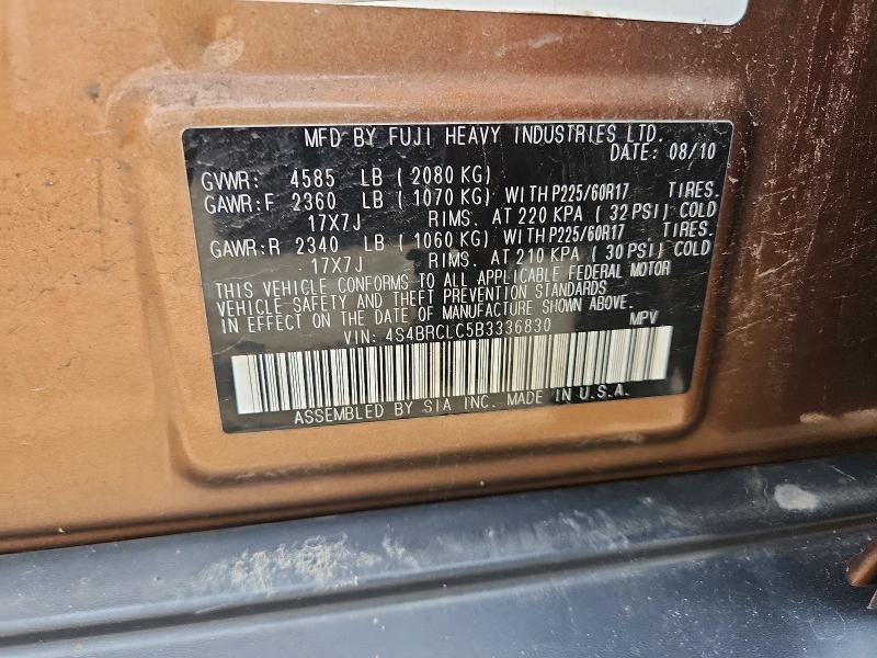 Aukcja sprzedaży 2011 Subaru Outback, vin: 4S4BRCLC5B3336830, numer aukcji: 65516096