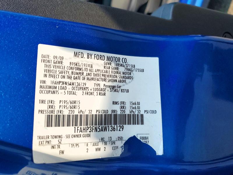 64477836 :رقم المزاد ، 1FAHP3FN5AW136129 vin ، 2010 Ford Focus مزاد بيع