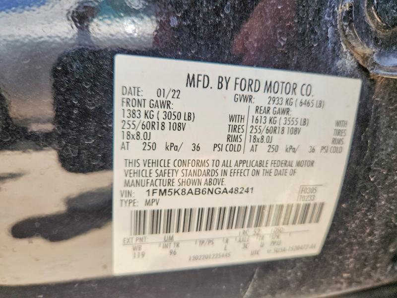 Aukcja sprzedaży 2022 Ford Explorer, vin: 1FM5K8AB6NGA48241, numer aukcji: 66018016