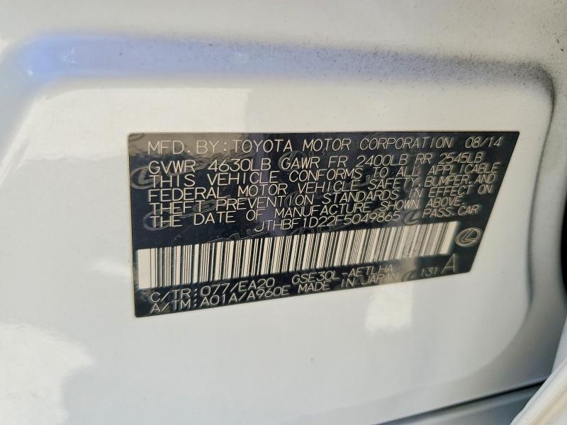 Aukcja sprzedaży 2015 Lexus Is, vin: JTHBF1D22F5049865, numer aukcji: 63432546