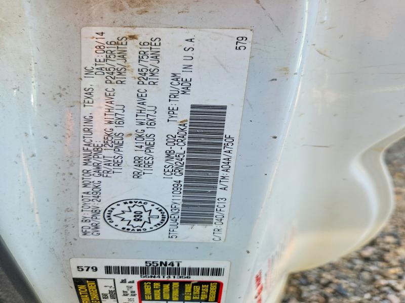 61410326 :رقم المزاد ، 5TFUU4EN3FX110994 vin ، 2015 Toyota Tacoma مزاد بيع