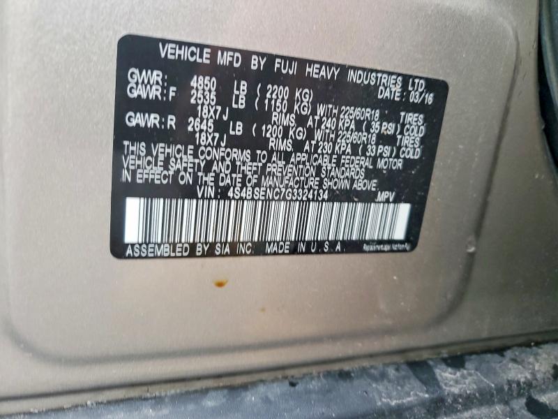 Продажа на аукционе авто 2016 Subaru Outback, vin: 4S4BSENC7G3324134, номер лота: 66762626