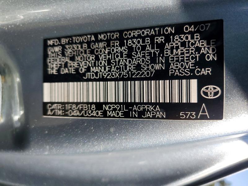 Продаж на аукціоні авто 2007 Toyota Yaris, vin: JTDJT923X75122207, номер лоту: 64301716