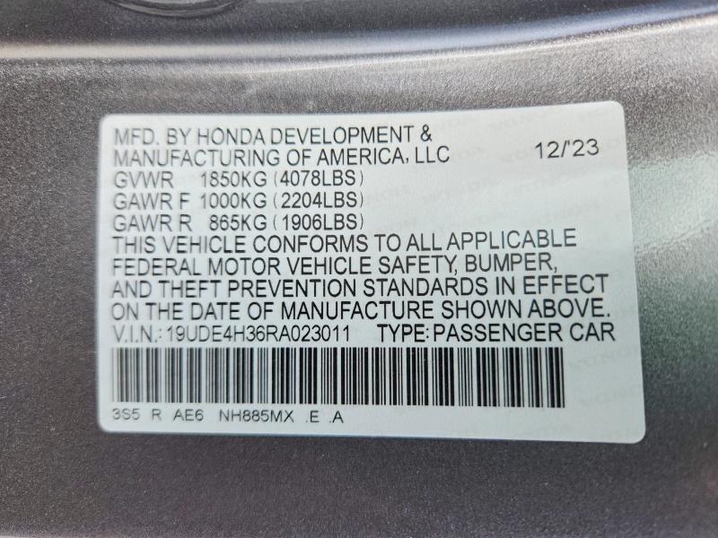 65500466 :رقم المزاد ، 19UDE4H36RA023011 vin ، 2024 Acura Integra مزاد بيع