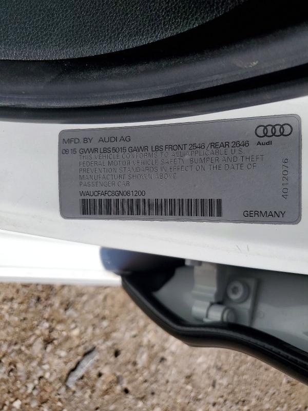 2016 Audi A6 მანქანა იყიდება აუქციონზე, vin: WAUCFAFC8GN081200, აუქციონის ნომერი: 66120036