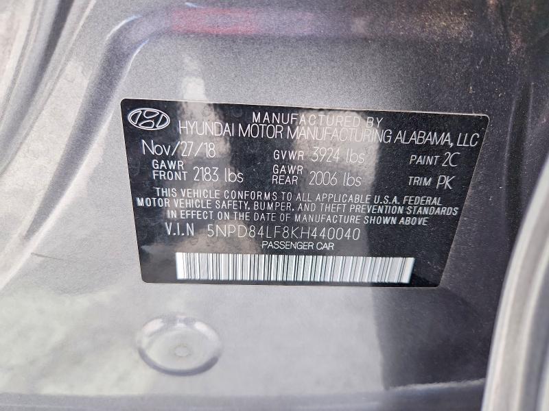 2019 Hyundai Elantra მანქანა იყიდება აუქციონზე, vin: 5NPD84LF8KH440040, აუქციონის ნომერი: 64449406
