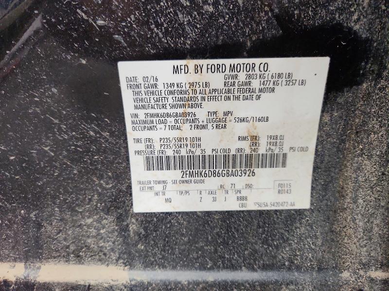 2016 Ford Flex მანქანა იყიდება აუქციონზე, vin: 2FMHK6D86GBA03926, აუქციონის ნომერი: 64229506