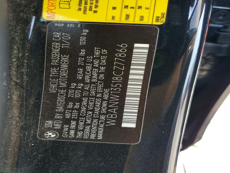 63948246 :رقم المزاد ، WBANW13518CZ77866 vin ، 2008 Bmw 535 مزاد بيع
