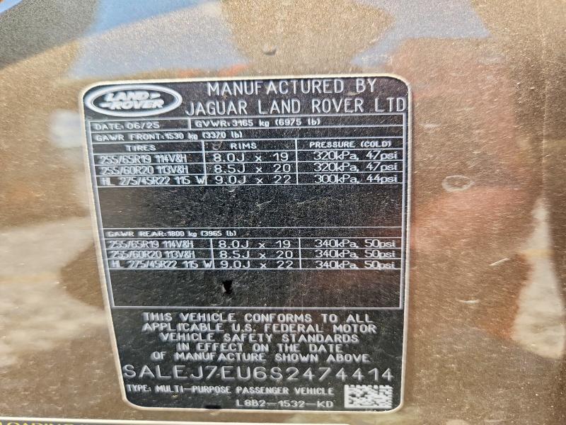 62821206 :رقم المزاد ، SALEJ7EU6S2474414 vin ، 2025 Land Rover Defender مزاد بيع