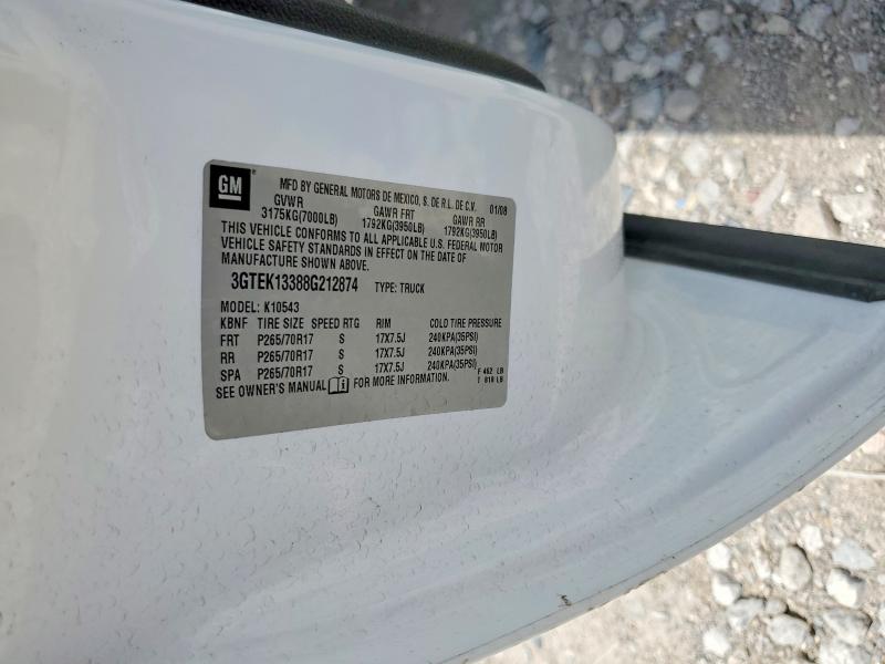 2008 Gmc Sierra მანქანა იყიდება აუქციონზე, vin: 3GTEK13388G212874, აუქციონის ნომერი: 65657686