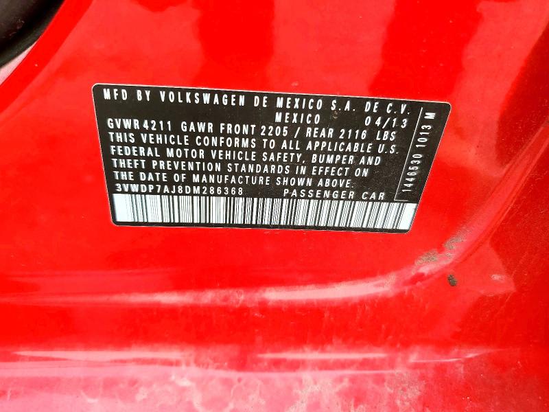 65382856 :رقم المزاد ، 3VWDP7AJ8DM286368 vin ، 2013 Volkswagen Jetta مزاد بيع