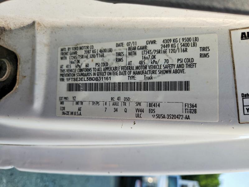 62687816 :رقم المزاد ، 1FTSE3EL5BDB31161 vin ، 2011 Ford Econoline مزاد بيع