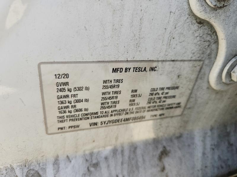 Продаж на аукціоні авто 2021 Tesla Model Y, vin: 5YJYGDEE4MF086494, номер лоту: 67197526