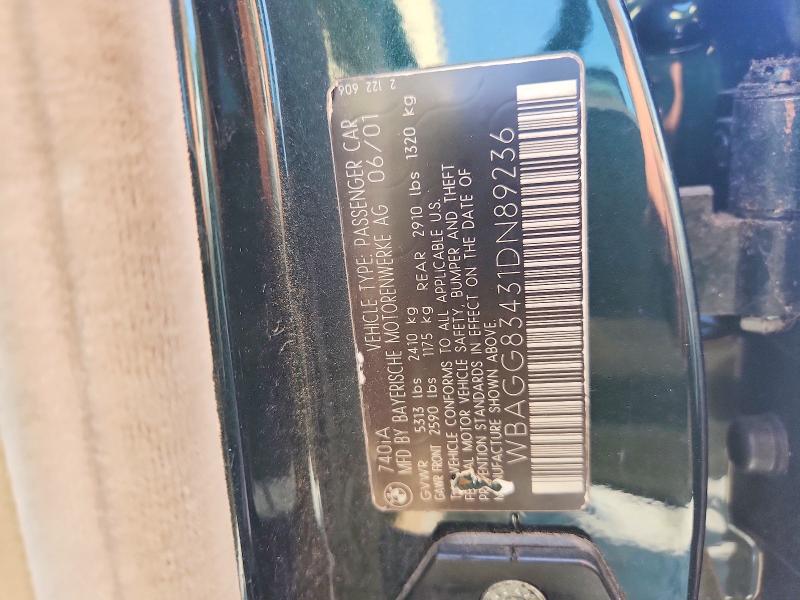 65335706 :رقم المزاد ، WBAGG83431DN89236 vin ، 2001 Bmw 740 مزاد بيع