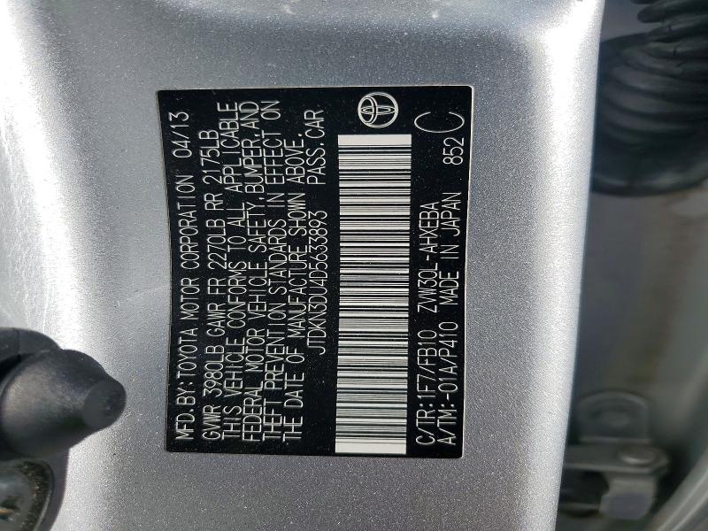 Aukcja sprzedaży 2013 Toyota Prius, vin: JTDKN3DU4D5633893, numer aukcji: 66773866