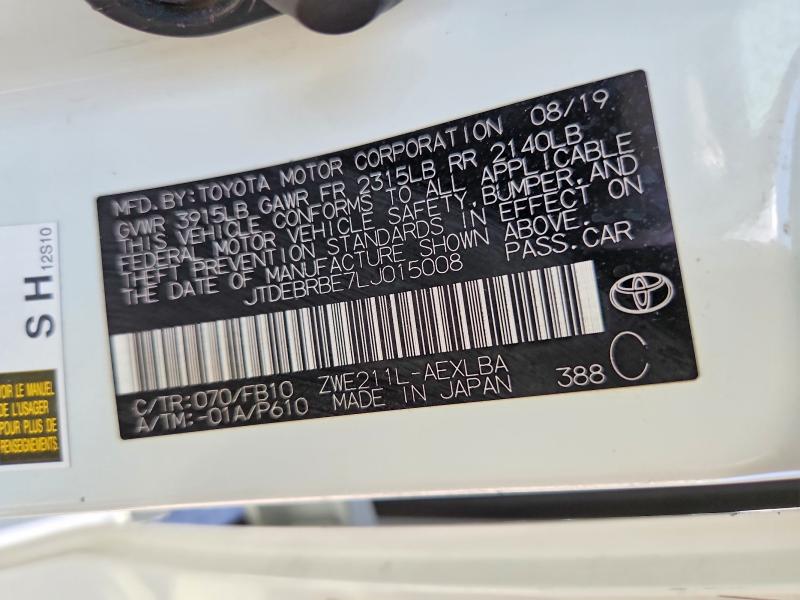Продажа на аукционе авто 2020 Toyota Corolla, vin: JTDEBRBE7LJ015008, номер лота: 66258686