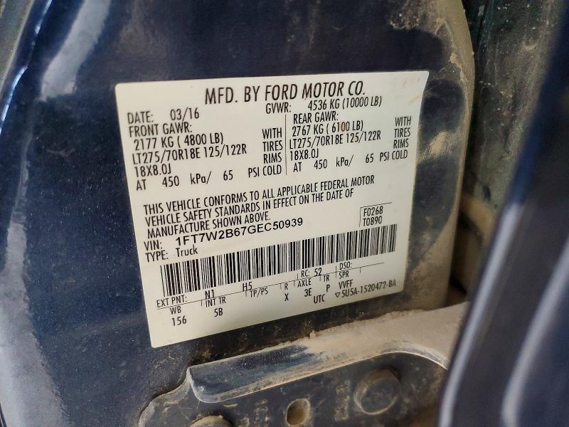 Aukcja sprzedaży 2016 Ford F250, vin: 1FT7W2B67GEC50939, numer aukcji: 66036586