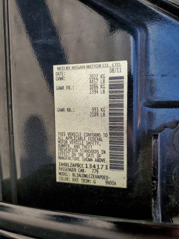 64161236 :رقم المزاد ، 1N4BL2AP8CC134173 vin ، 2012 Nissan Altima مزاد بيع