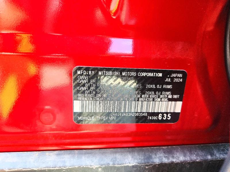 65921246 :رقم المزاد ، JA4J4VA83RZ083548 vin ، 2024 Mitsubishi Outlander مزاد بيع