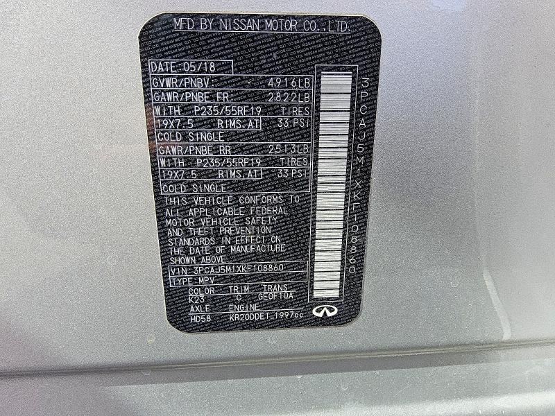 Продаж на аукціоні авто 2019 Infiniti Qx50, vin: 3PCAJ5M1XKF108860, номер лоту: 63557306