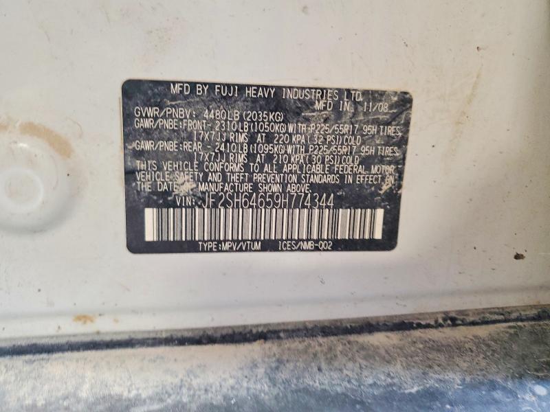 64238246 :رقم المزاد ، JF2SH64659H774344 vin ، 2009 Subaru Forester مزاد بيع