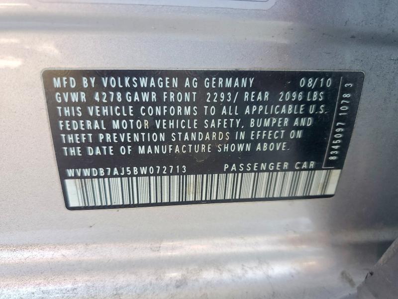 65737426 :رقم المزاد ، WVWDB7AJ5BW072713 vin ، 2011 Volkswagen Golf مزاد بيع