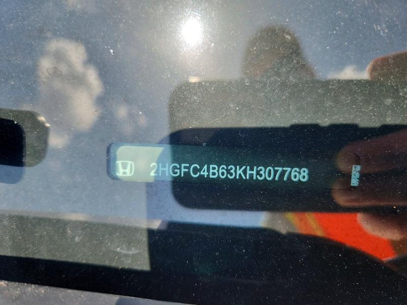65222996 :رقم المزاد ، 2HGFC4B63KH307768 vin ، 2019 Honda Civic مزاد بيع