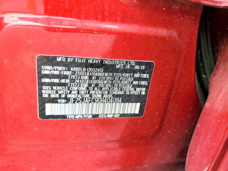 Aukcja sprzedaży 2016 Subaru Forester, vin: JF2SJAFC9GH404084, numer aukcji: 66618466