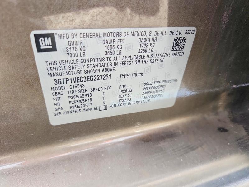 Aukcja sprzedaży 2014 Gmc Sierra, vin: 3GTP1VEC3EG227231, numer aukcji: 66581996