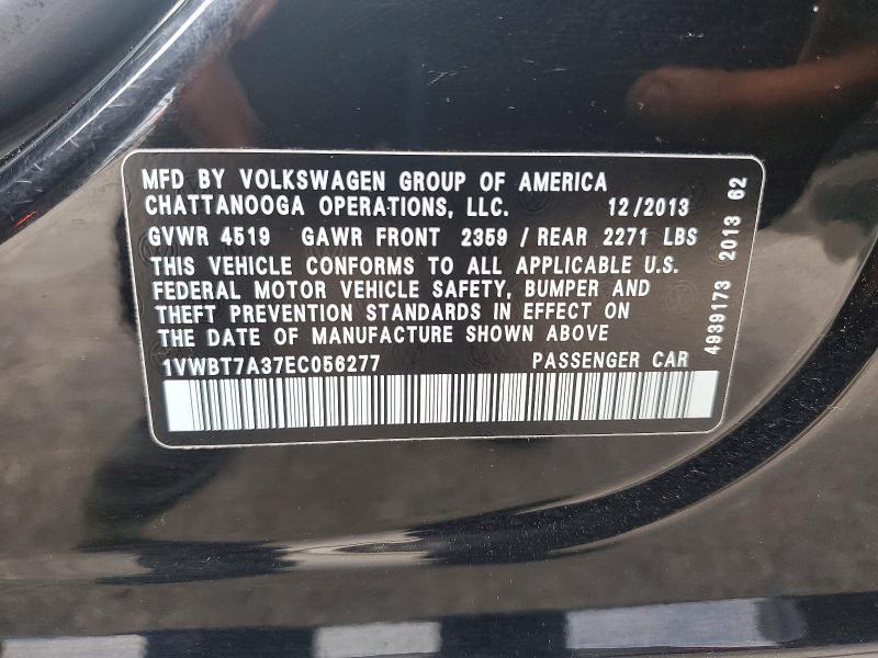 Aukcja sprzedaży 2014 Volkswagen Passat, vin: 1VWBT7A37EC056277, numer aukcji: 64258166