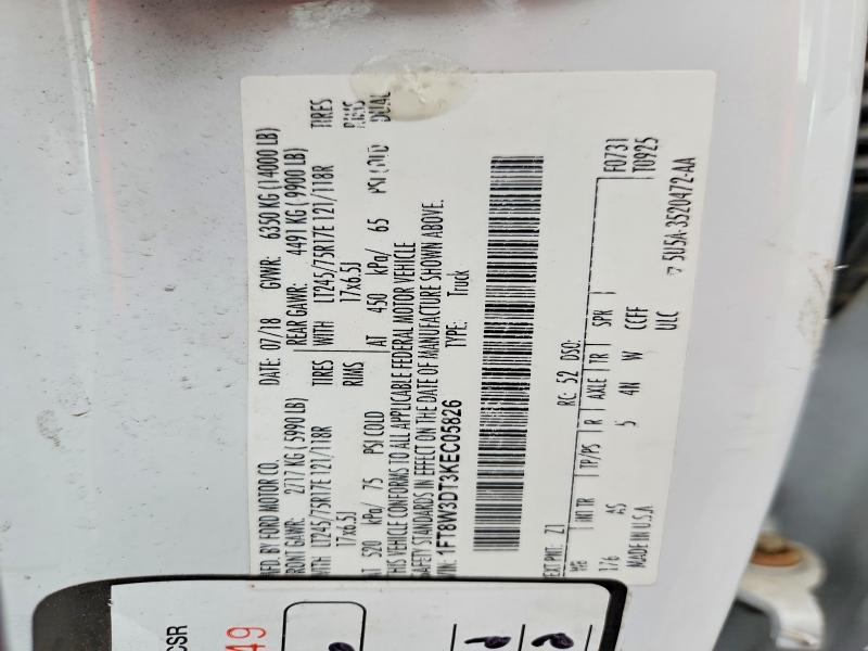 2019 Ford F350 მანქანა იყიდება აუქციონზე, vin: 1FT8W3DT3KEC05826, აუქციონის ნომერი: 65114506