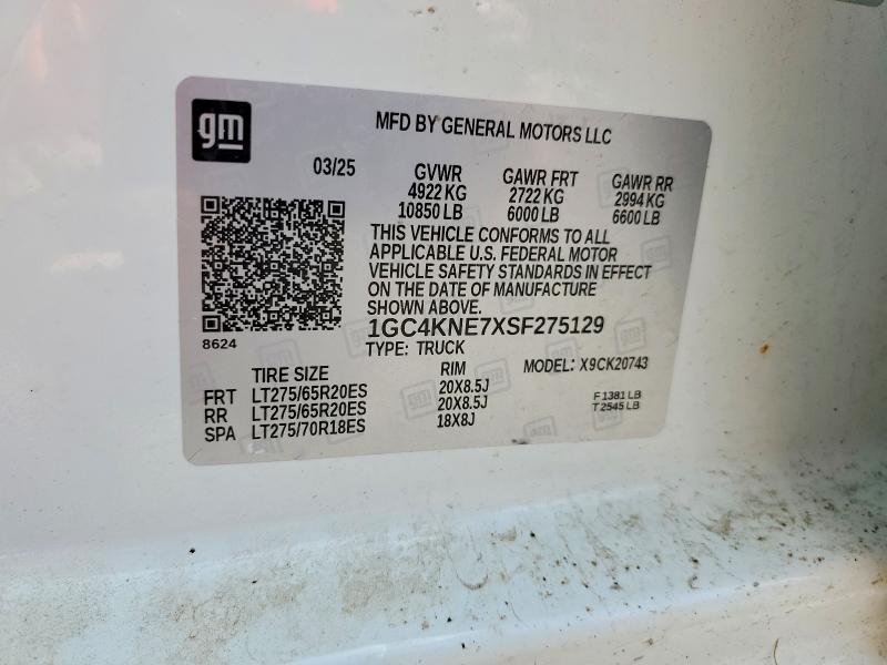 66563536 :رقم المزاد ، 1GC4KNE7XSF275129 vin ، 2025 Chevrolet Silverado مزاد بيع