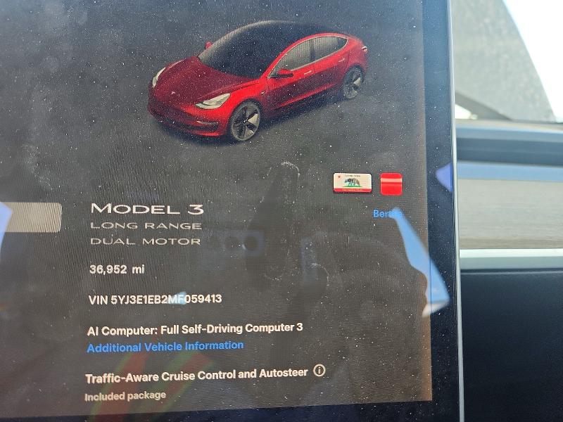 Продаж на аукціоні авто 2021 Tesla Model 3, vin: 5YJ3E1EB2MF059413, номер лоту: 66132476