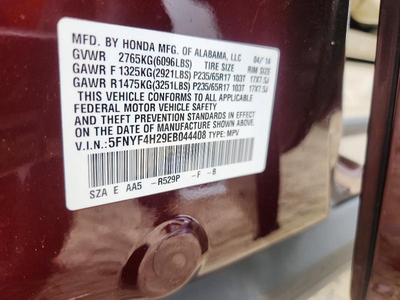 65797496 :رقم المزاد ، 5FNYF4H29EB044408 vin ، 2014 Honda Pilot مزاد بيع
