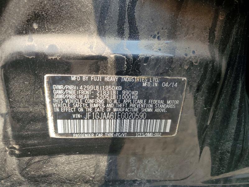 64402956 :رقم المزاد ، JF1GJAA61EG020590 vin ، 2014 Subaru Impreza مزاد بيع