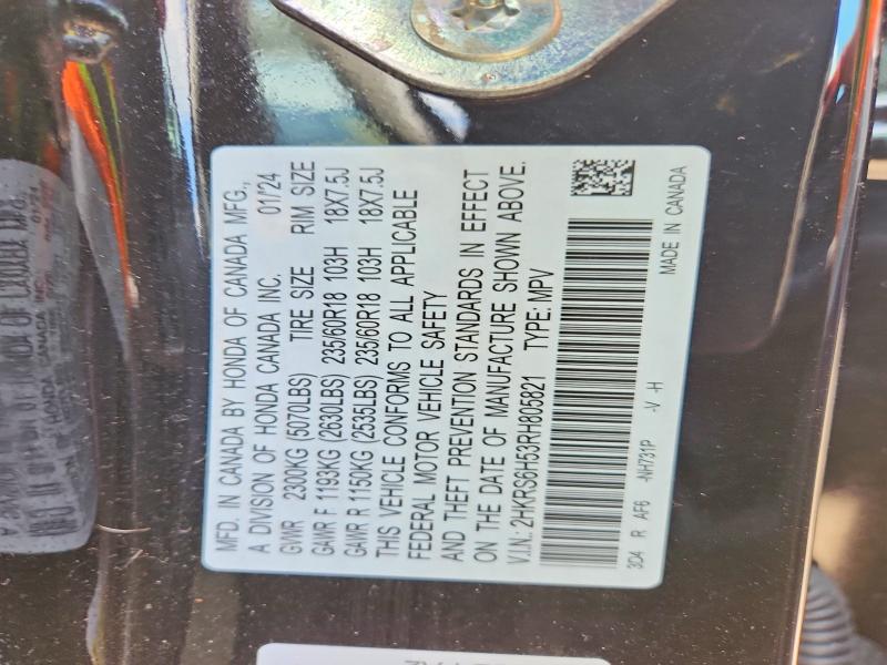 63986186 :رقم المزاد ، 2HKRS6H53RH805821 vin ، 2024 Honda Cr-v مزاد بيع