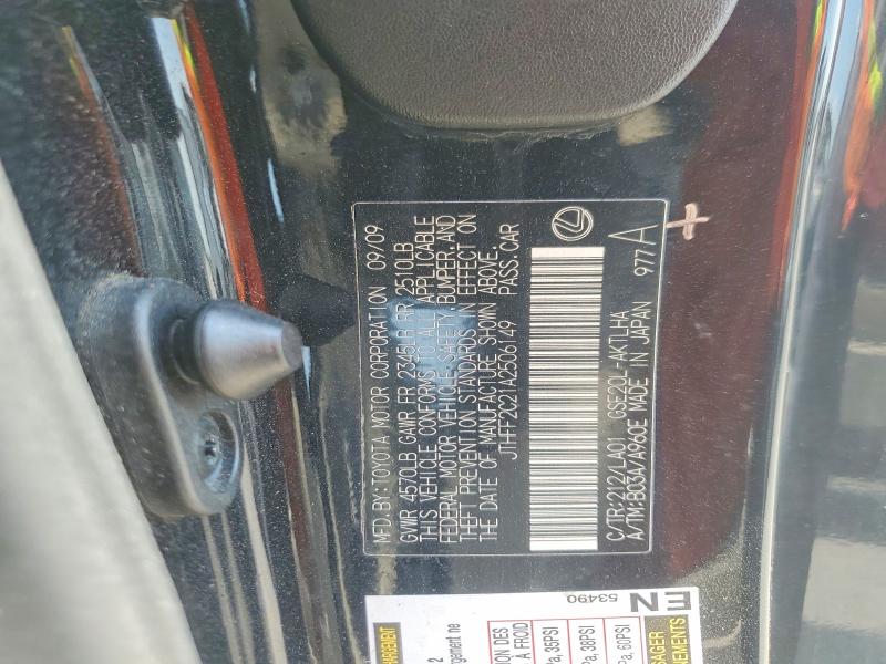 65373506 :رقم المزاد ، JTHFF2C21A2506149 vin ، 2010 Lexus Is مزاد بيع