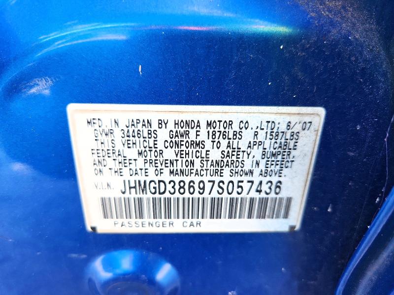 Aukcja sprzedaży 2007 Honda Fit, vin: JHMGD38697S057436, numer aukcji: 64462426