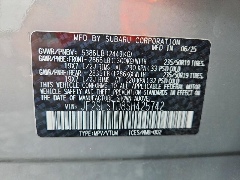 Продаж на аукціоні авто 2025 Subaru Forester, vin: JF2SLSTD8SH425742, номер лоту: 65119386