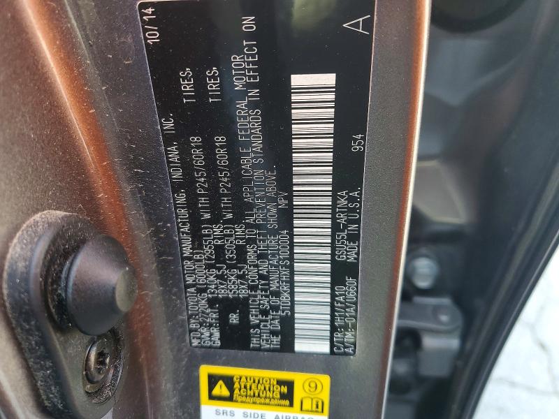 Aukcja sprzedaży 2015 Toyota Highlander, vin: 5TDBKRFHXFS100004, numer aukcji: 64598436